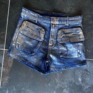 Silver metallic shorts